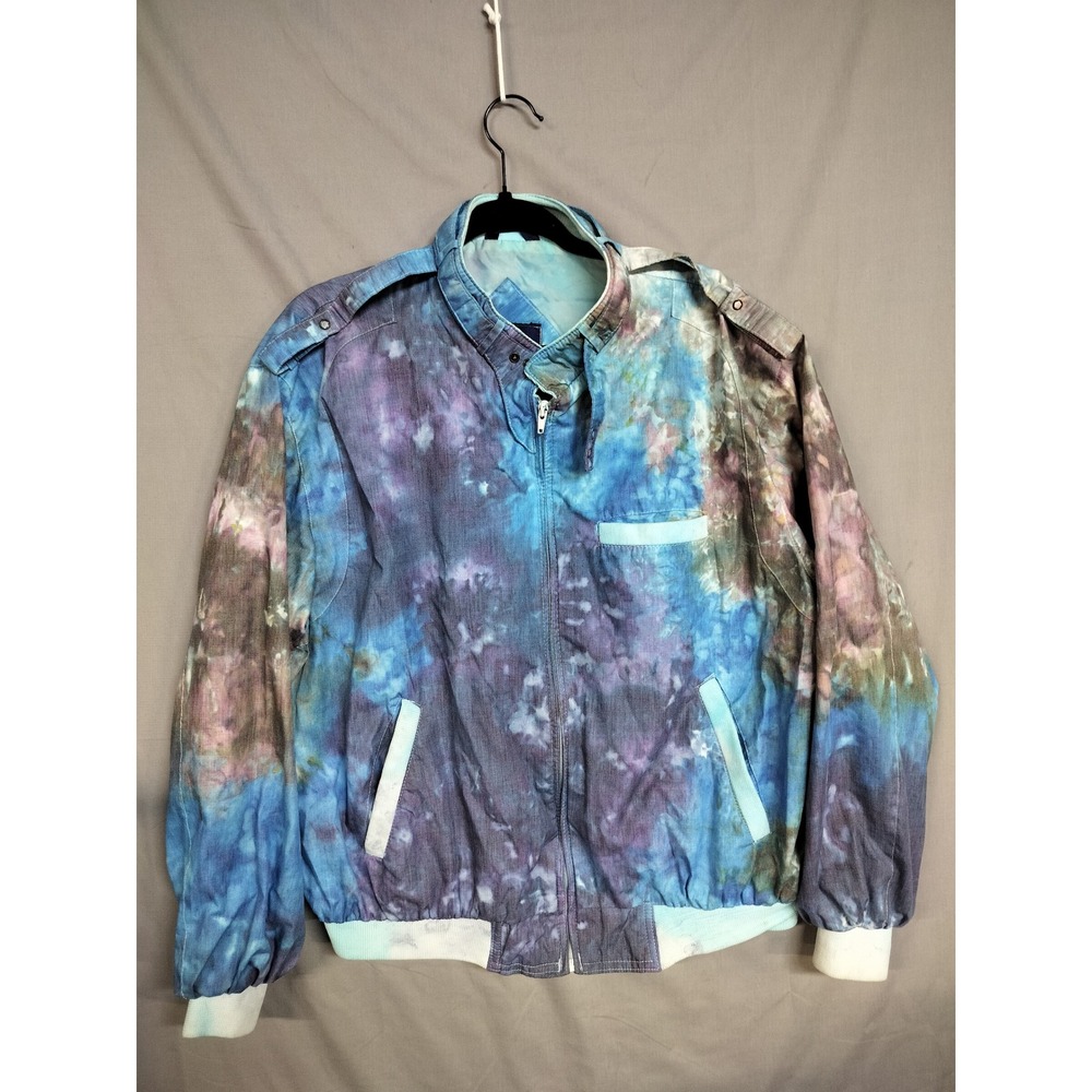 Steeplechase Bomber Jacket Men XL Blue Tie Dye Full Zip Vintage Retro Streetwear